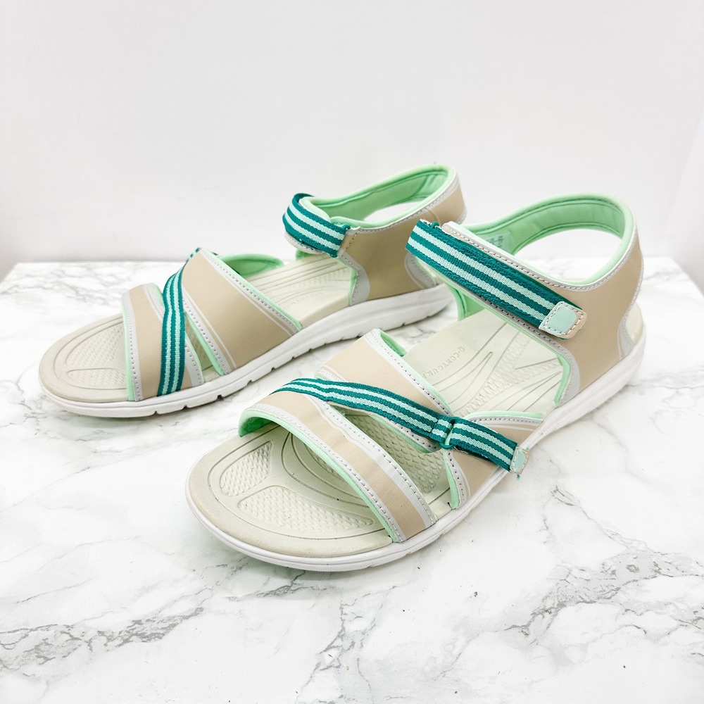 Ryka Breeze Sandals Women 10M Tan‎ Mint Green Gorpcore Strappy Sporty
